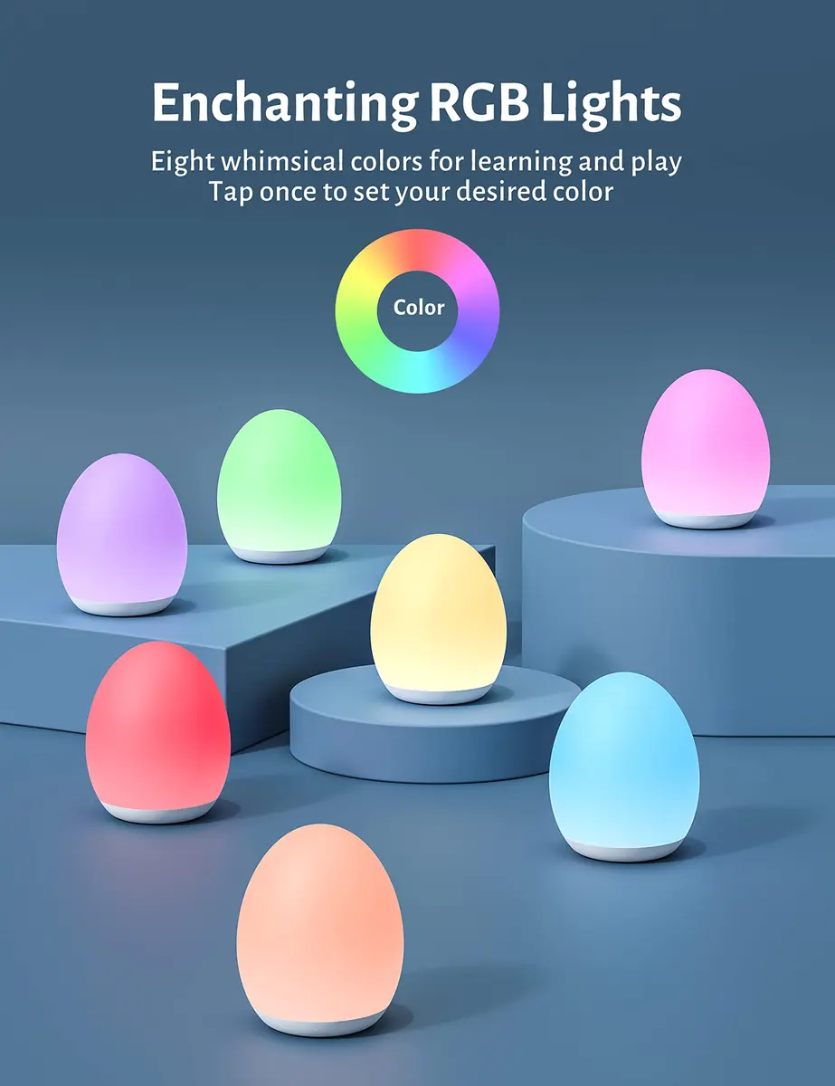 JolyWell Night Light for Kids 7 Colors Dimmable BPA Free Rechargeable | Baby Nursery Light - view 2