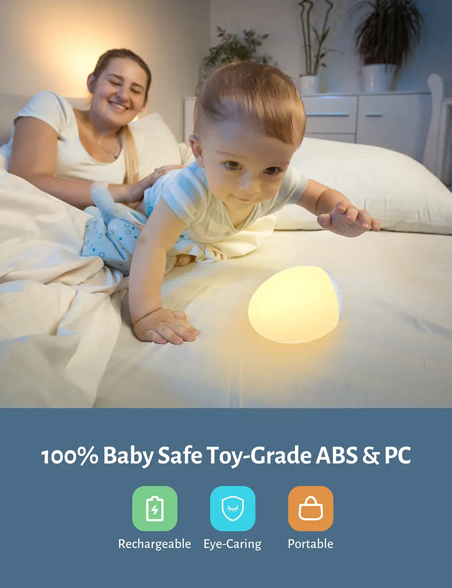 JolyWell Night Light for Kids 7 Colors Dimmable BPA Free Rechargeable | Baby Nursery Light - view 3