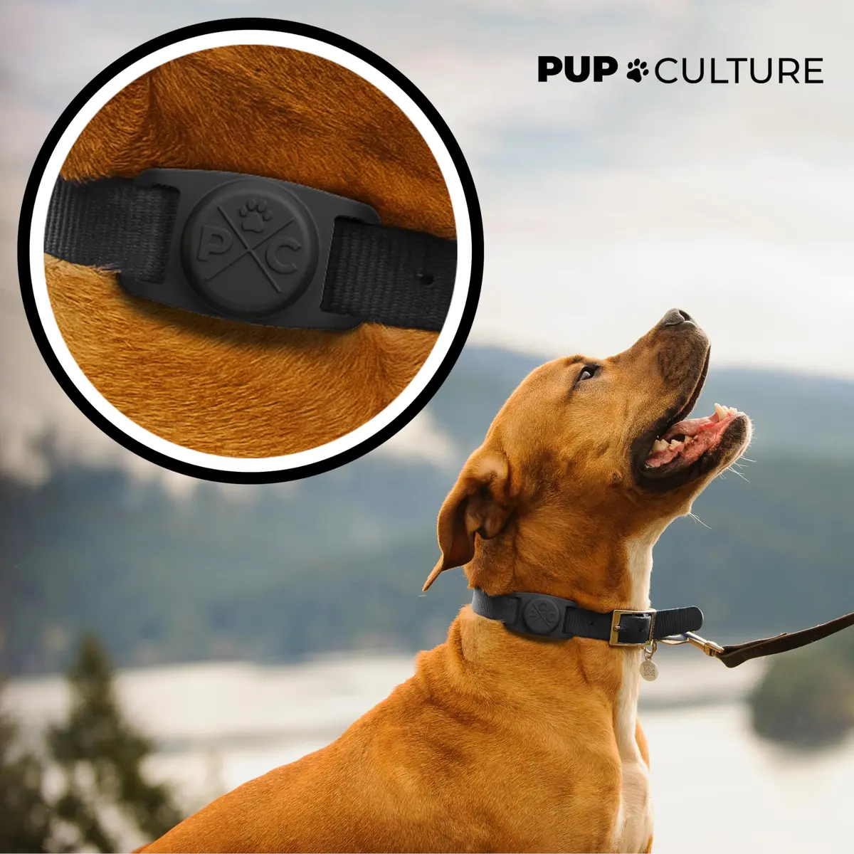 Pup Culture AirTag Dog Collar Holder Black | 2.5 cm (1 inch) Collar Compatible | Silicone, Water & Impact Resistant - view 2
