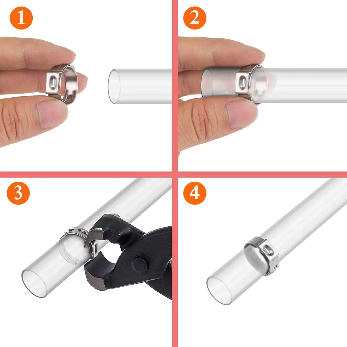 Alfykym Single Ear Hose Clamps Assortment Kit 6mm-28.5mm (131 Pcs) | Stainless Steel Cinch Rings with Pincer - view 7