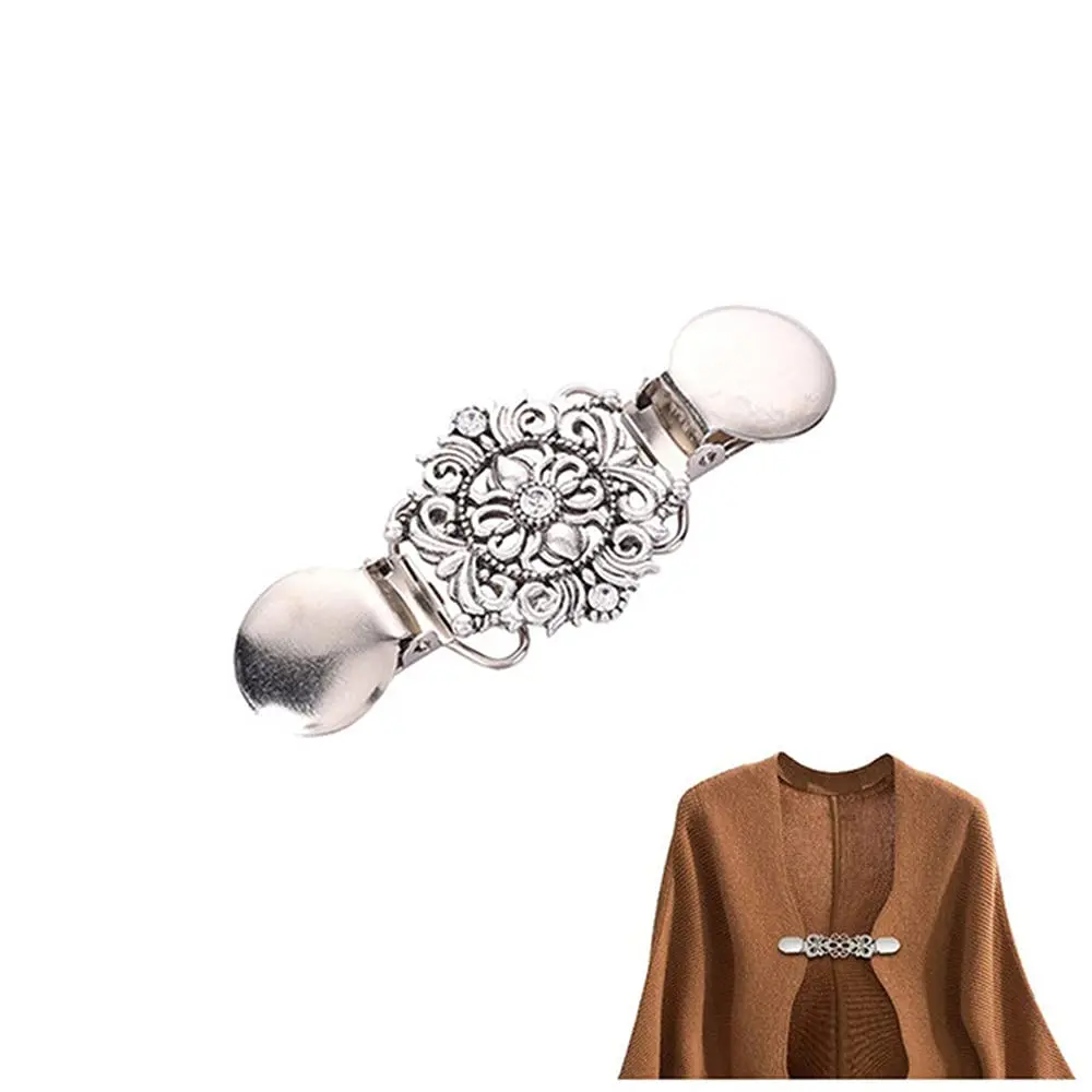 Vingol Vintage Metal Pattern Clothing Clip 11cm x 2.5cm | Durable Silver Buckle for DIY & Clothing - main product image