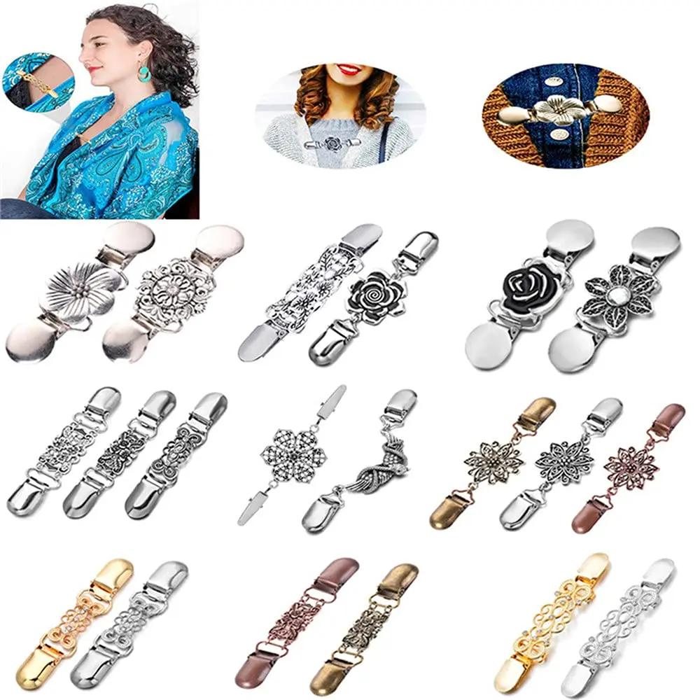 Vingol Vintage Metal Pattern Clothing Clip 11cm x 2.5cm | Durable Silver Buckle for DIY & Clothing - view 2