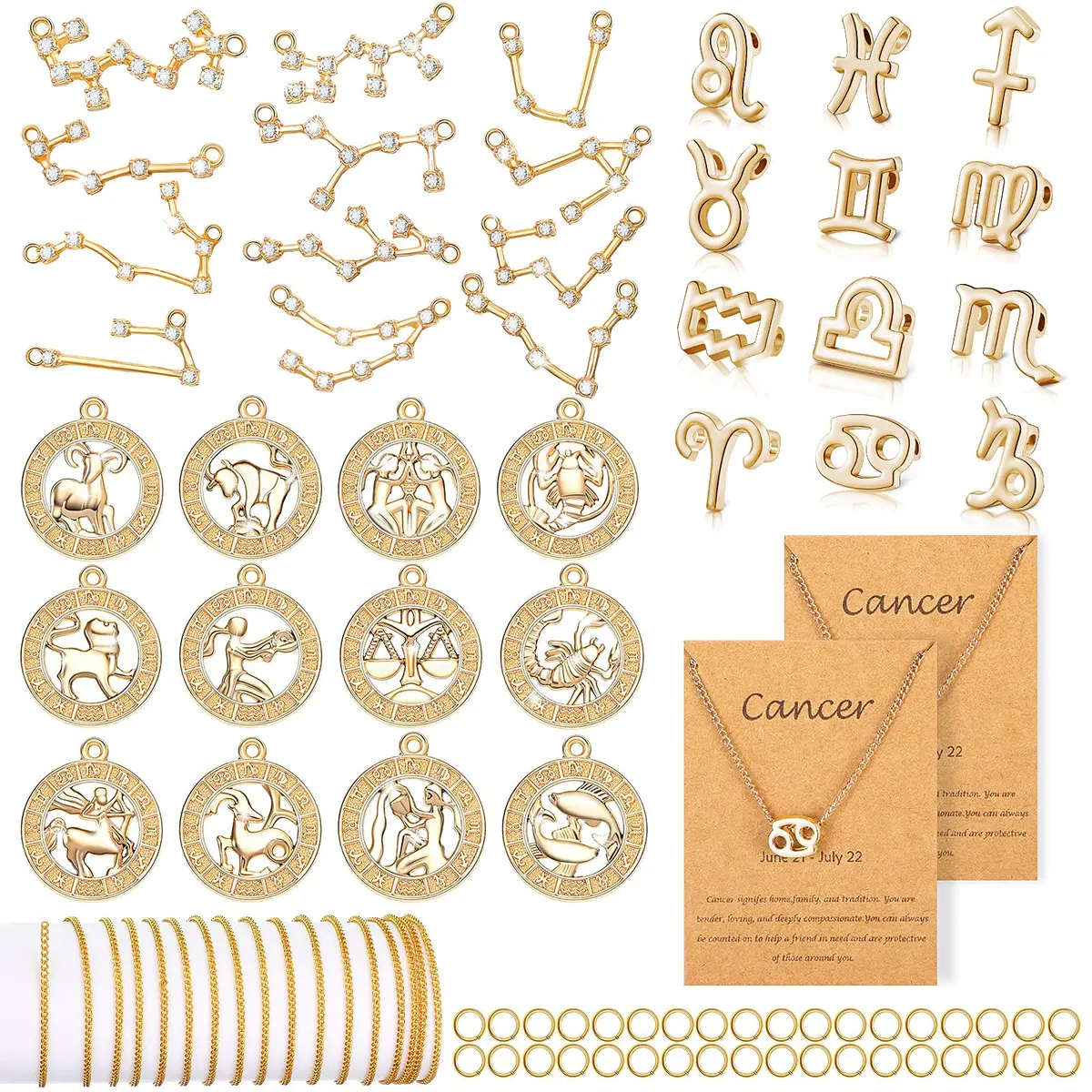 Hicarer Zodiac Charms Set 126 pcs | Jewelry DIY Kit for Indian Creators - main product image
