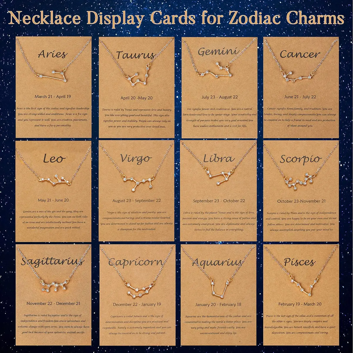 Hicarer Zodiac Charms Set 126 pcs | Jewelry DIY Kit for Indian Creators - view 2