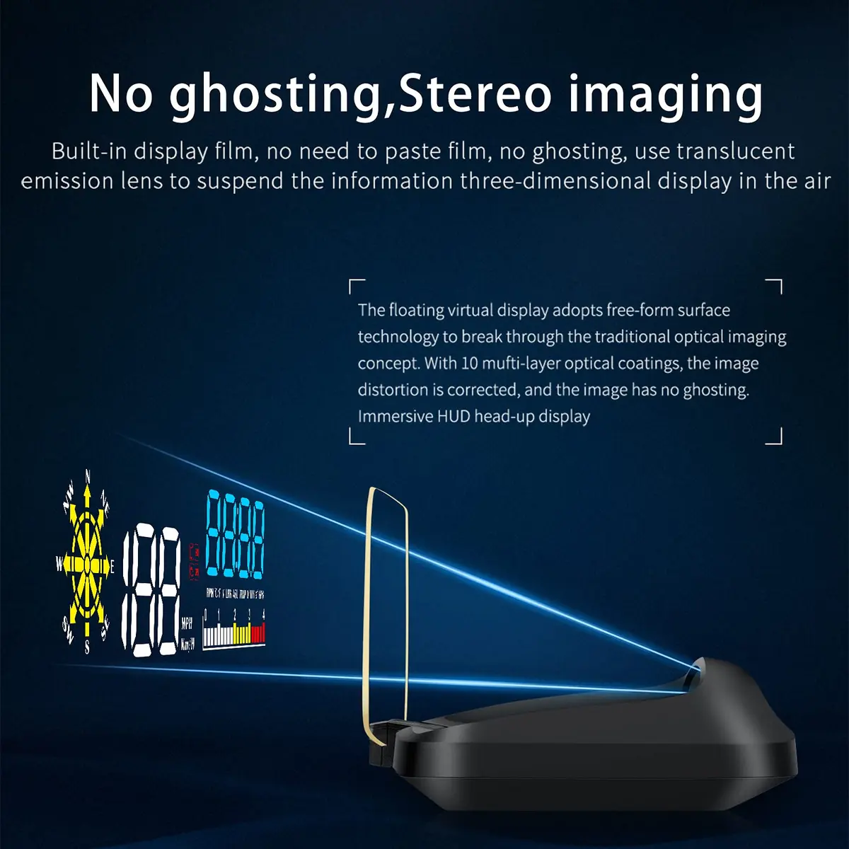 wiiyii Car HUD OBD2 Gauge, Head Up Display, Digital Speedometer, Wide Viewing, Safe Driving - view 6