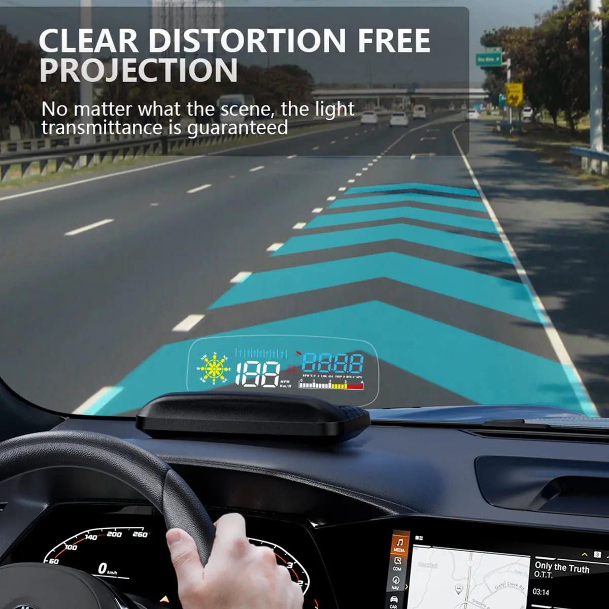 wiiyii Car HUD OBD2 Gauge, Head Up Display, Digital Speedometer, Wide Viewing, Safe Driving - view 2