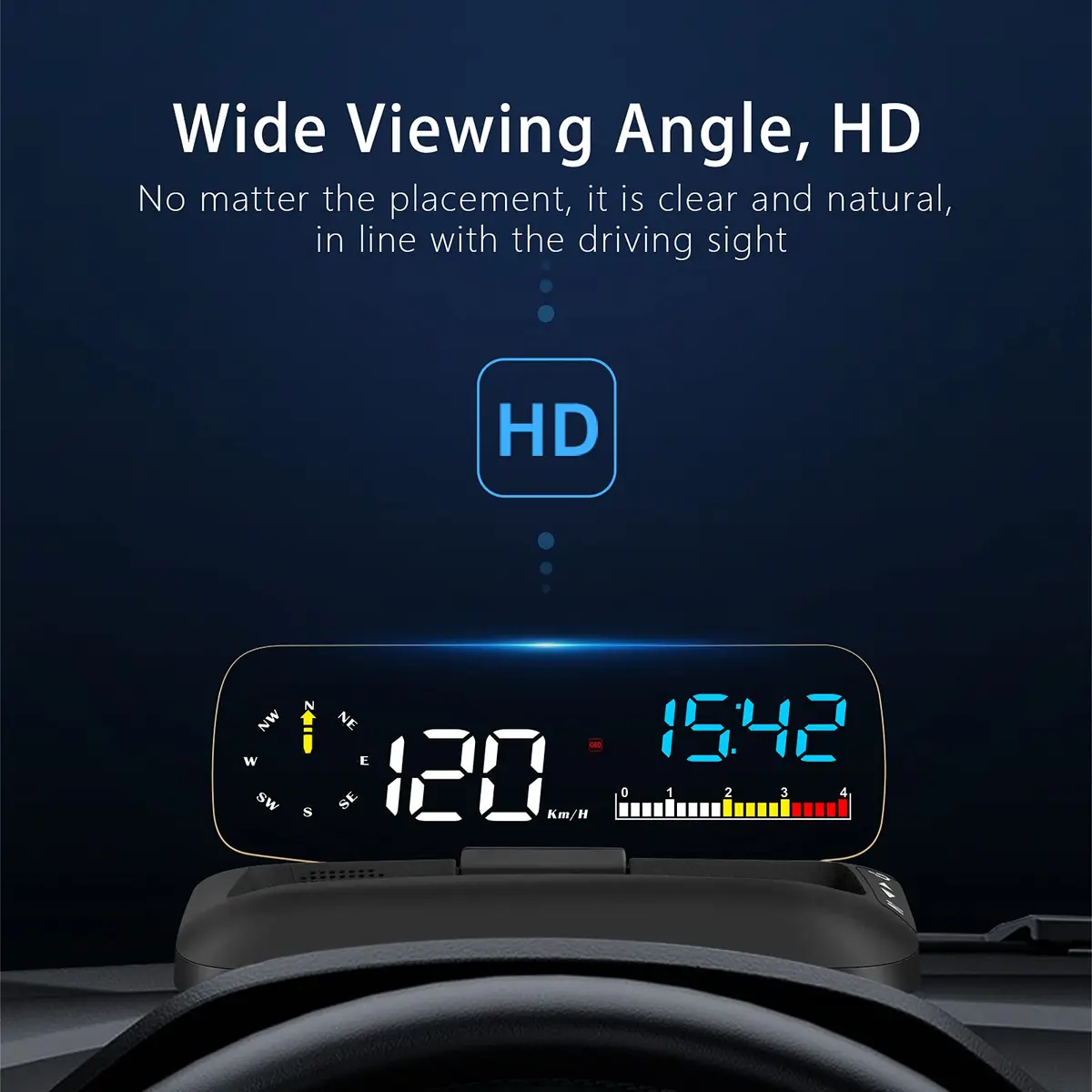 wiiyii Car HUD OBD2 Gauge, Head Up Display, Digital Speedometer, Wide Viewing, Safe Driving - view 3