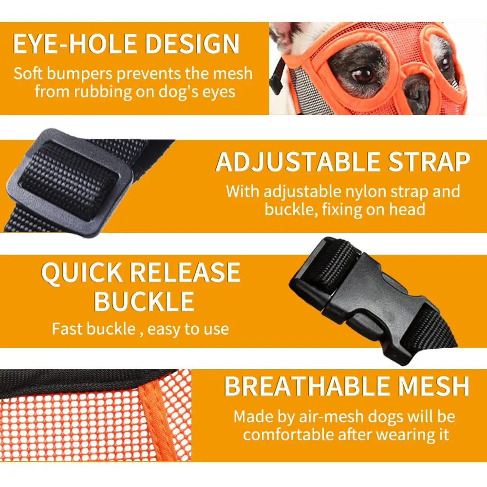 BARKLESS Short Snout Muzzle for French Bulldog, Shih Tzu, Soft Mesh, 18-20.5in | Breathable, Adjustable, Safe (120 chars) - view 7