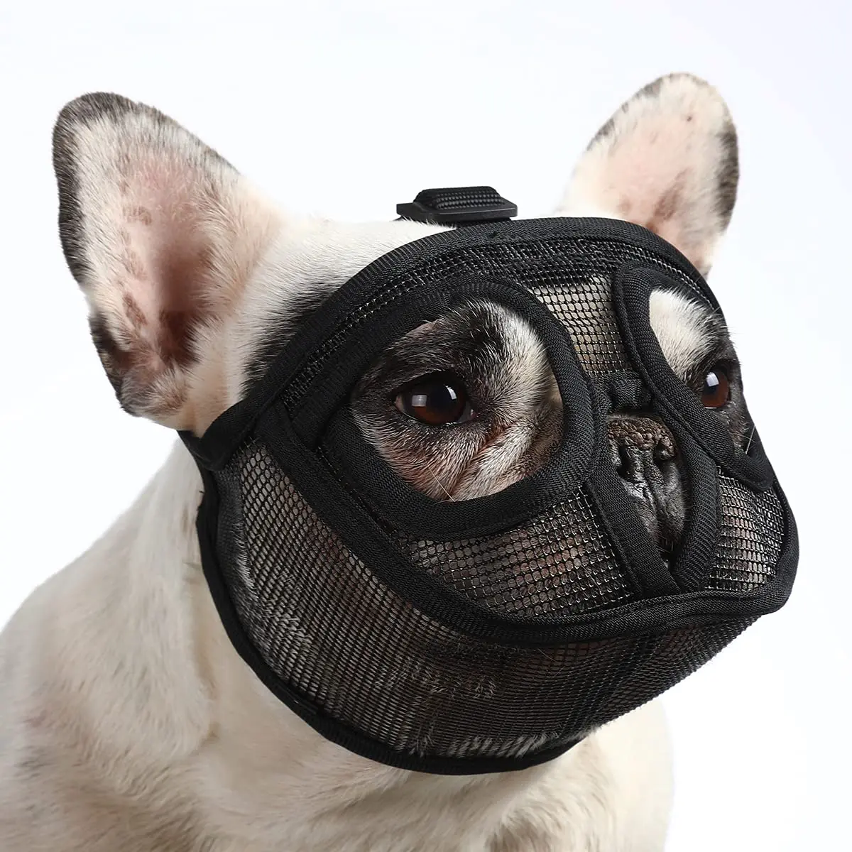 BARKLESS Short Snout Muzzle for French Bulldog, Shih Tzu, Soft Mesh Muzzle - Small (Head 15-17.5in / 38-45cm) - main product image