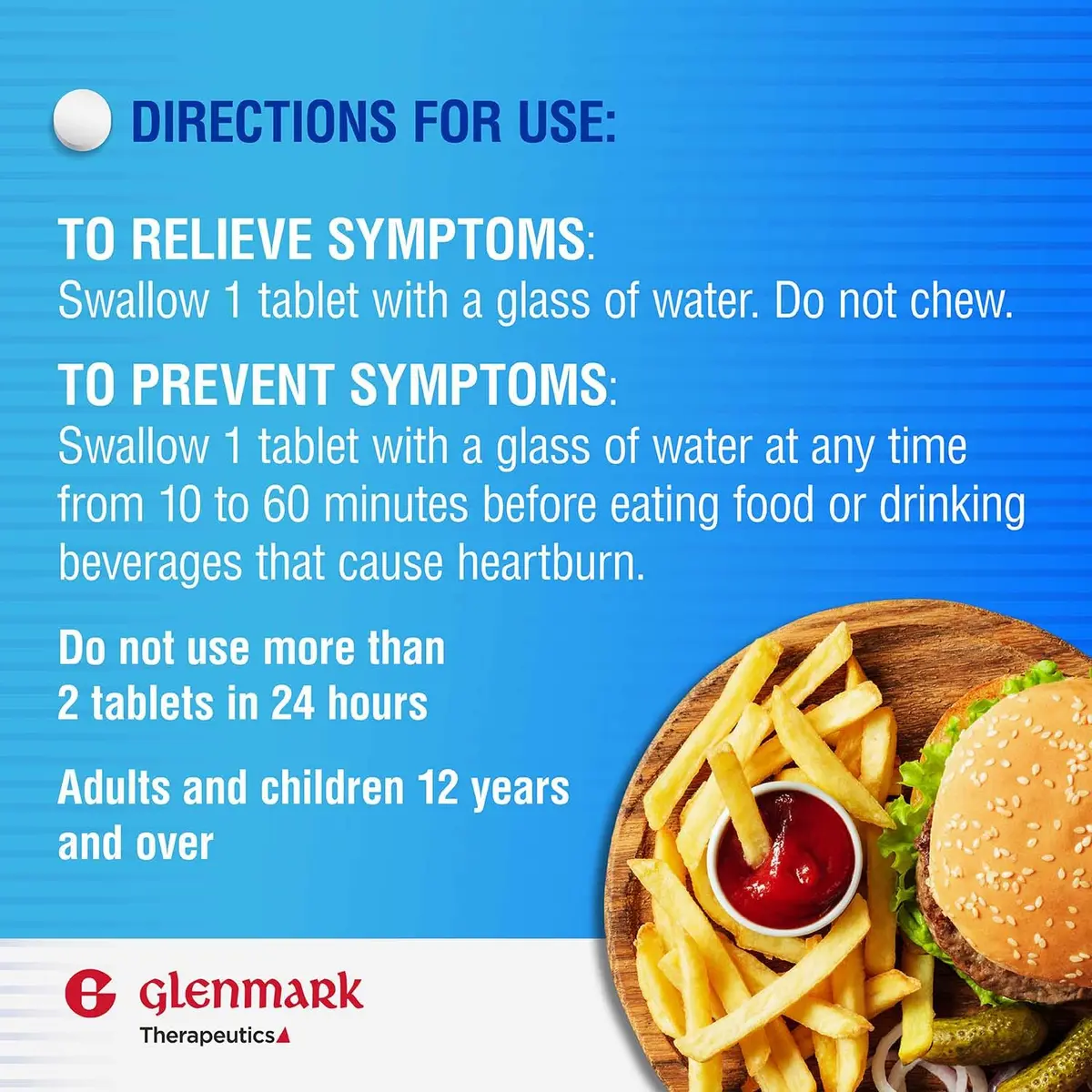 Glenmark Therapeutics Famotidine Tablets 10 mg | Acid Reducer for Heartburn Relief, 90 Count - view 5