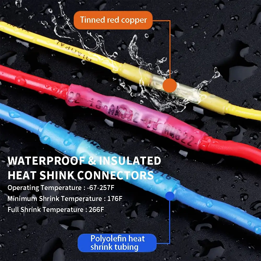 Qizpcer Clear Heat Shrink Butt Connectors 100 Pcs (26-24 AWG) | Waterproof Marine Grade Electrical Splice - view 5