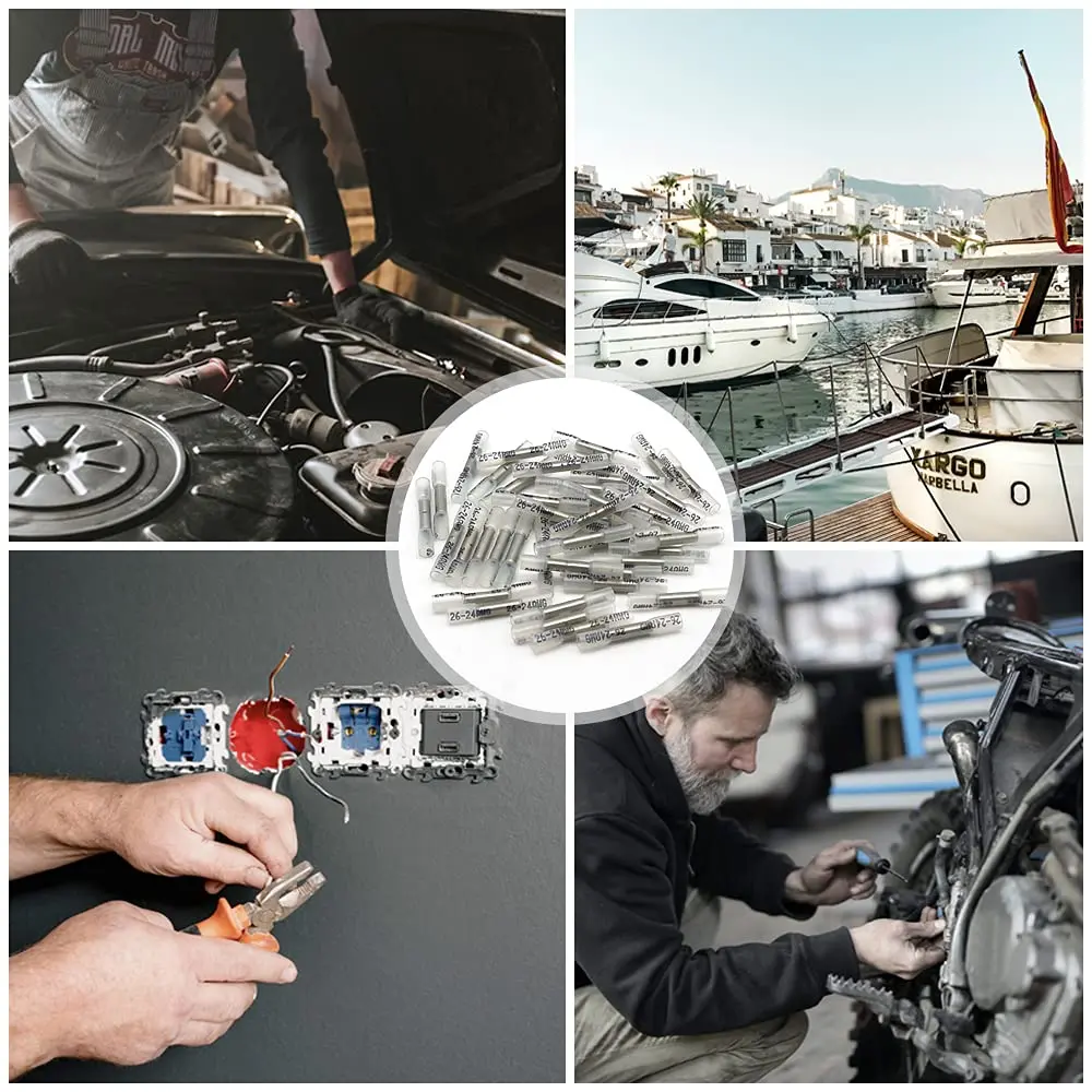 Qizpcer Clear Heat Shrink Butt Connectors 100 Pcs (26-24 AWG) | Waterproof Marine Grade Electrical Splice - view 6