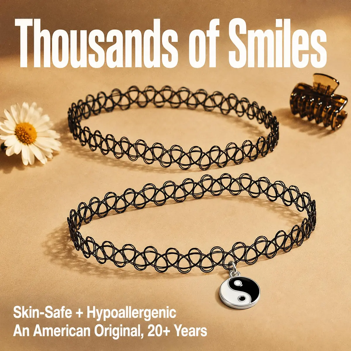 BodyJ4You 2PC 90s Choker Necklace for Women - Yin Yang Y2K Charm Pendant | Hypoallergenic, No Clasp, Fits Up to 18 Inches - view 8