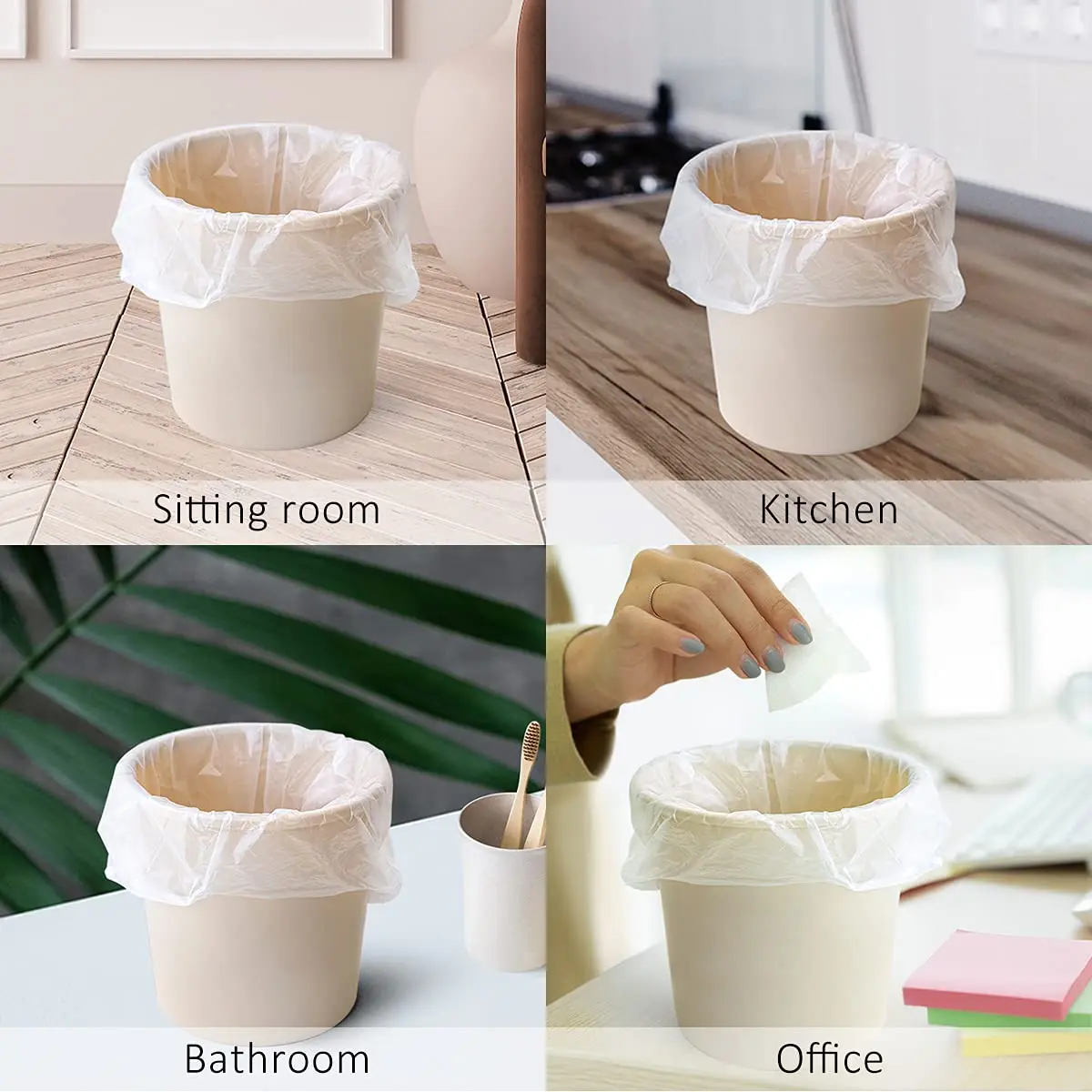 Teivio Mini Clear Trash Bags 0.5 Gallon 276 Count 11"x12" Unscented | Small Bathroom Garbage Can Liners - view 5