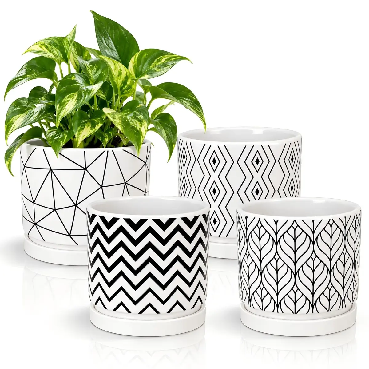 Ton Sin White Ceramic Flower Pots 5.5 Inch | Indoor Planters with Drainage for Succulents & Houseplants - main product image