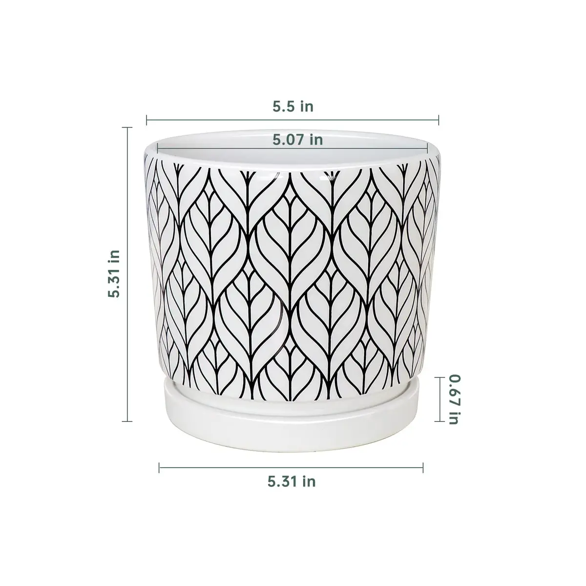 Ton Sin White Ceramic Flower Pots 5.5 Inch | Indoor Planters with Drainage for Succulents & Houseplants - view 2