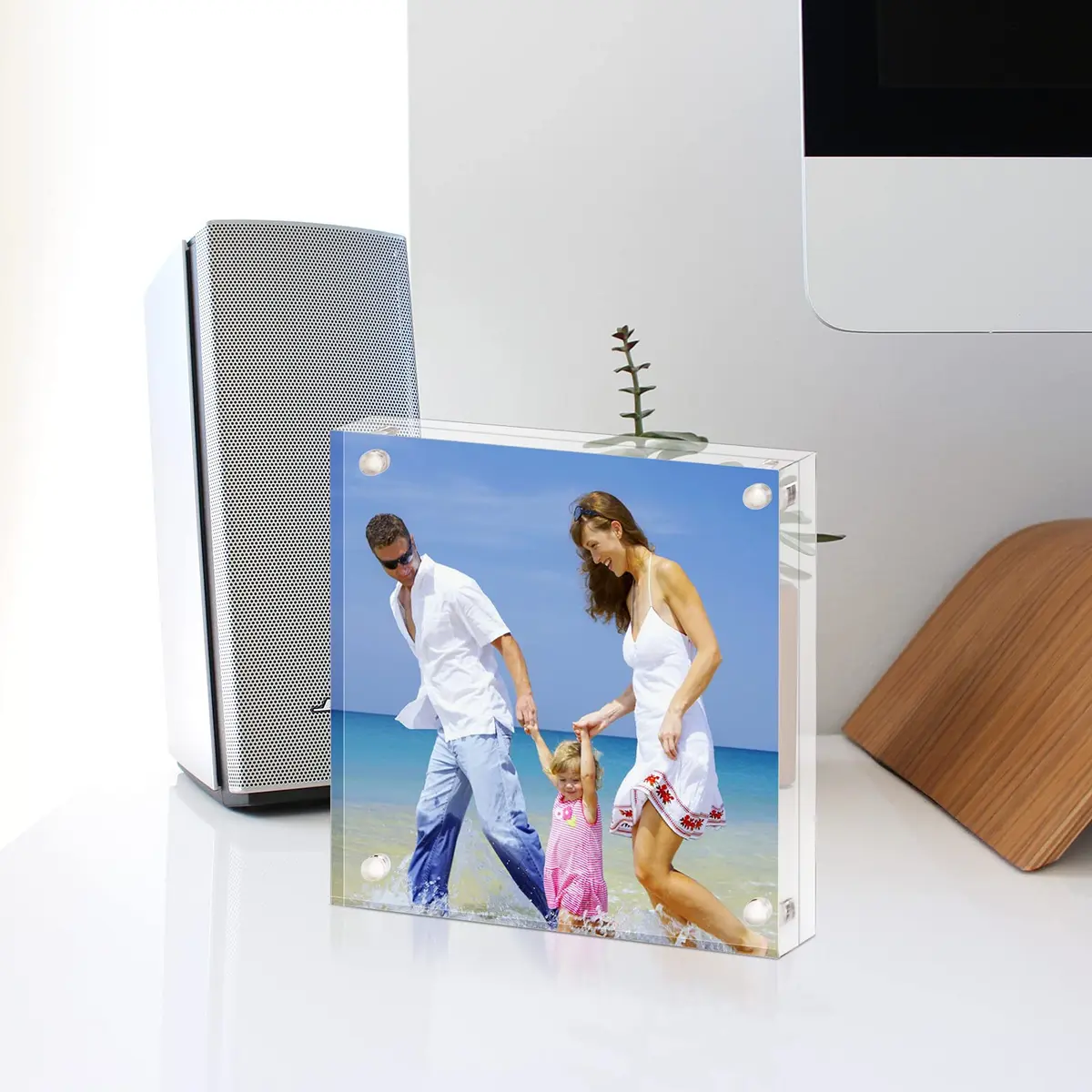 AMEITECH 4x4 inch (10x10 cm) Clear Acrylic Magnetic Picture Frame | Double-Sided Display - view 5