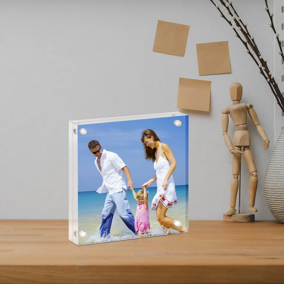 AMEITECH 4x4 inch (10x10 cm) Clear Acrylic Magnetic Picture Frame | Double-Sided Display - view 6