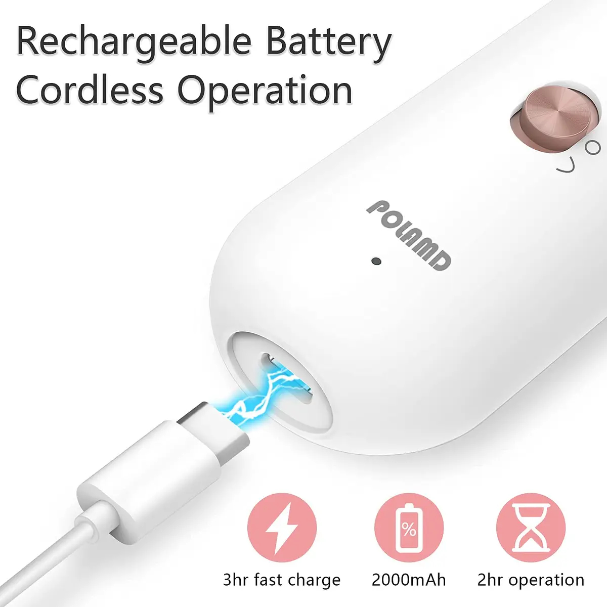 POLAMD Professional Electric Nail Drill Machine White | 5 Speeds Cordless Hand Foot Care Tool - view 5