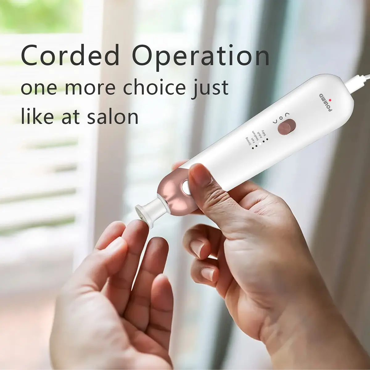 POLAMD Professional Electric Nail Drill Machine White | 5 Speeds Cordless Hand Foot Care Tool - view 6