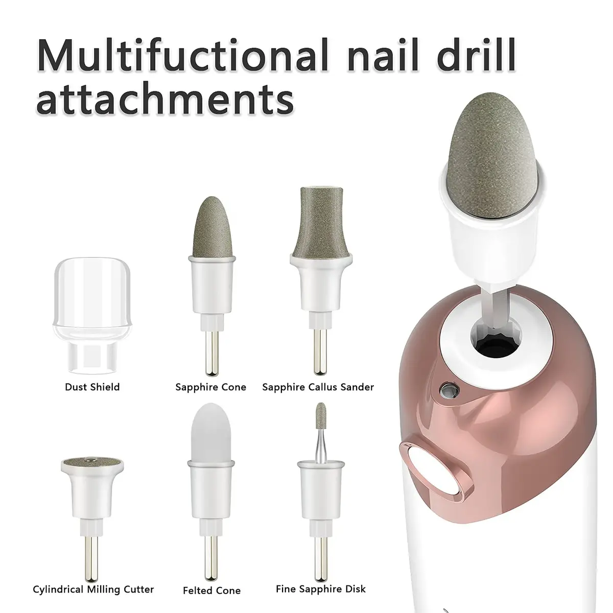 POLAMD Professional Electric Nail Drill Machine White | 5 Speeds Cordless Hand Foot Care Tool - view 8