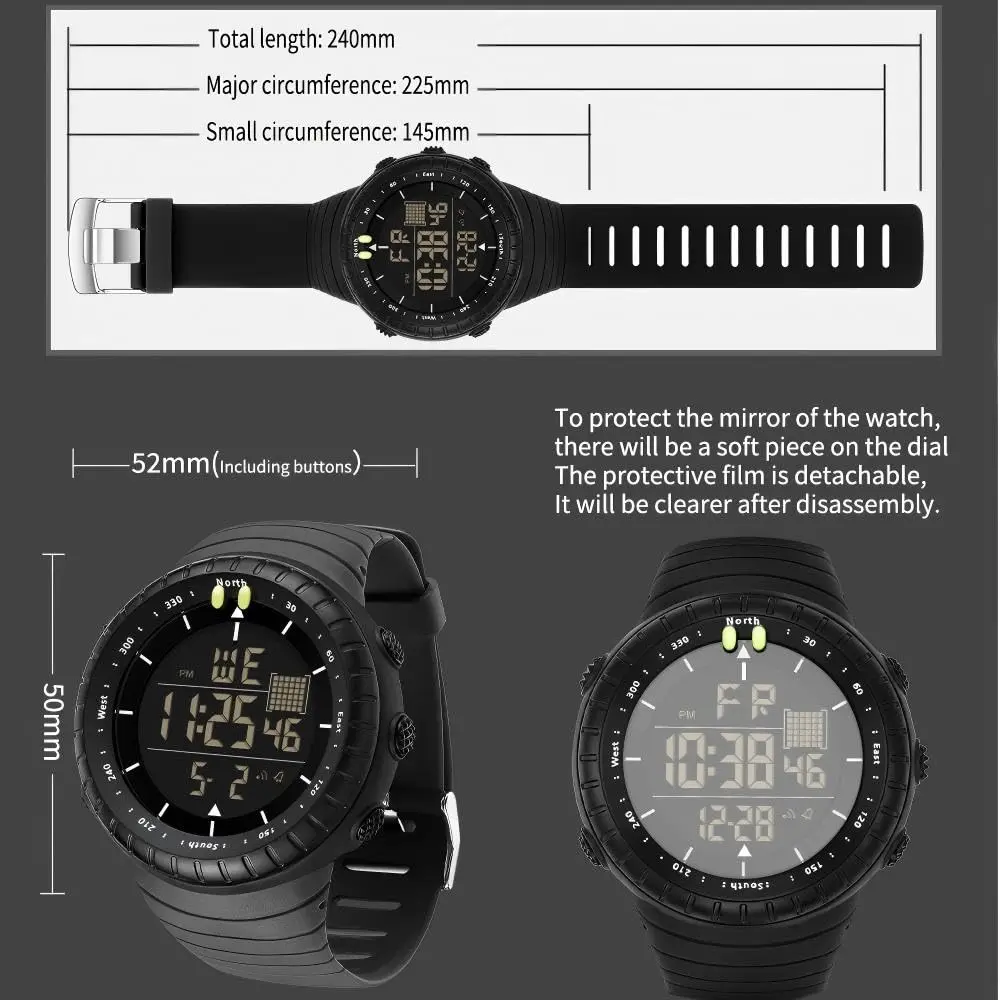 ManLinKei Digital Sports Watch, Military Waterproof Tactical Watch for Men, 1.97in - view 5