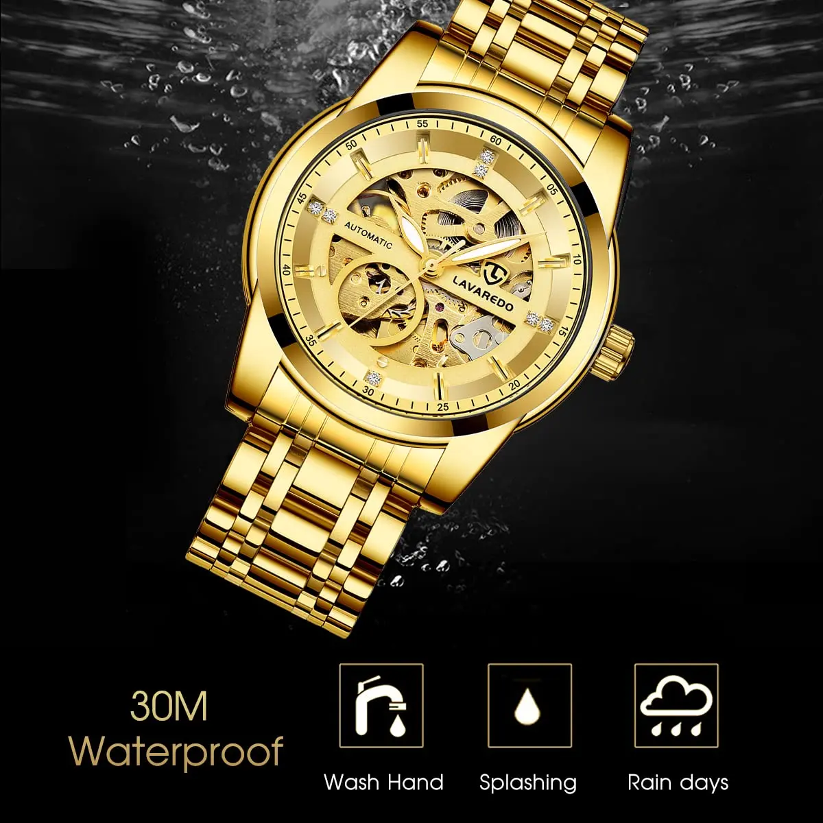A ALPS Men's Skeleton Luxury Mechanical Watch 40mm (1.57 inches) | Automatic Self-Winding with Roman Numerals - view 7