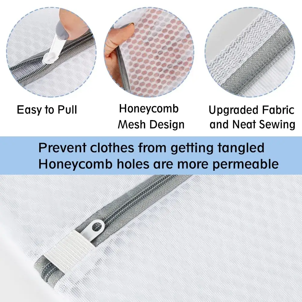 Vivifying XL Large Mesh Laundry Bags 2 Pack 20 x 24 Inches | Honeycomb Mesh Wash Bags for Delicates, Sweaters, Blankets (White) - view 3