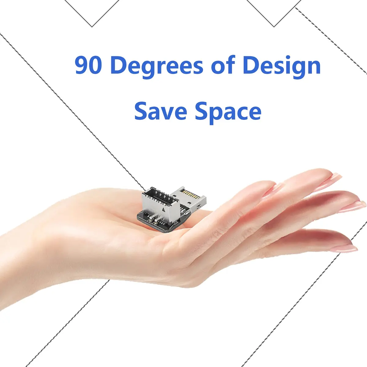 CERRXIAN 90 Degree USB Type E Adapter, Up Angle USB 3.2 Type E Male to Female, High Speed 10Gbps for USB C Header Motherboard (Up/A) - view 7