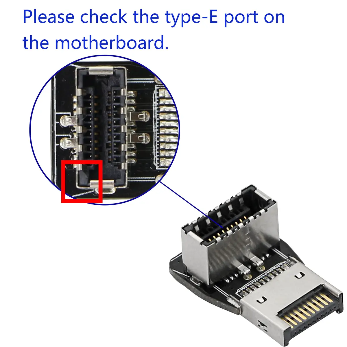 CERRXIAN 90 Degree USB Type E Adapter, Up Angle USB 3.2 Type E Male to Female, High Speed 10Gbps for USB C Header Motherboard (Up/A) - view 3