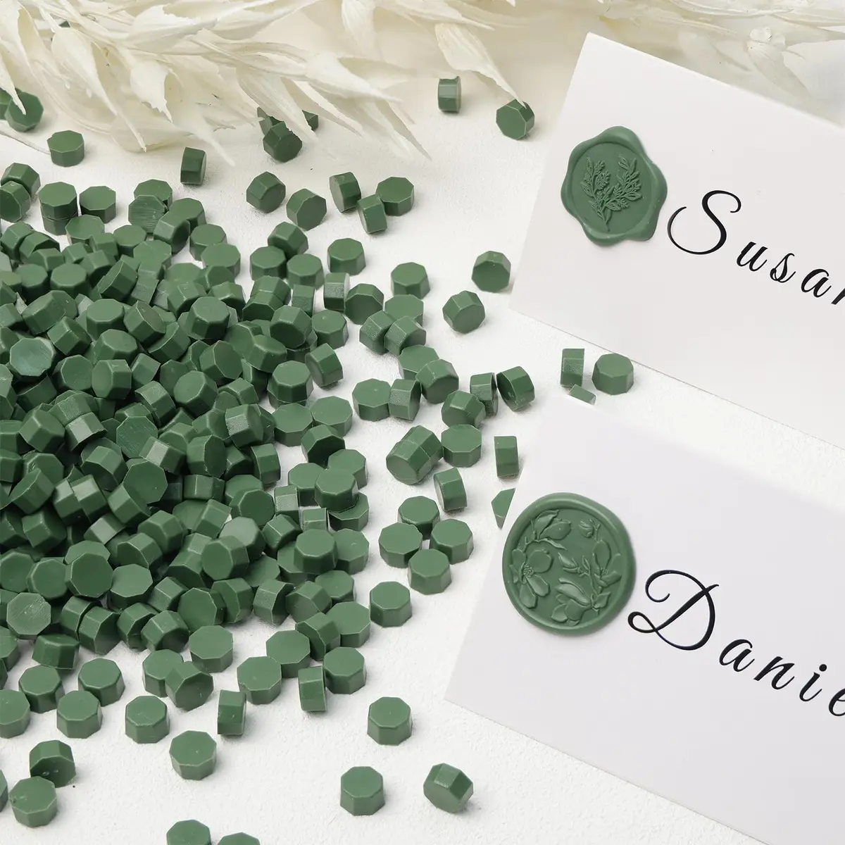 UNIQOOO Dark Olive Green Sealing Wax Beads, 540 Pcs | Perfect for Wedding Invitations & Crafts - view 3