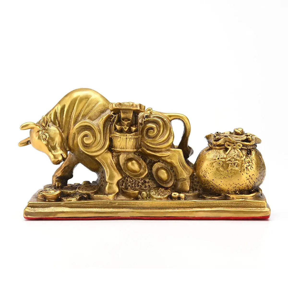 BRASSTAR Brass Feng Shui Bull Statue 13.5cm (5.3in) | Wealth & Success Symbol - main product image