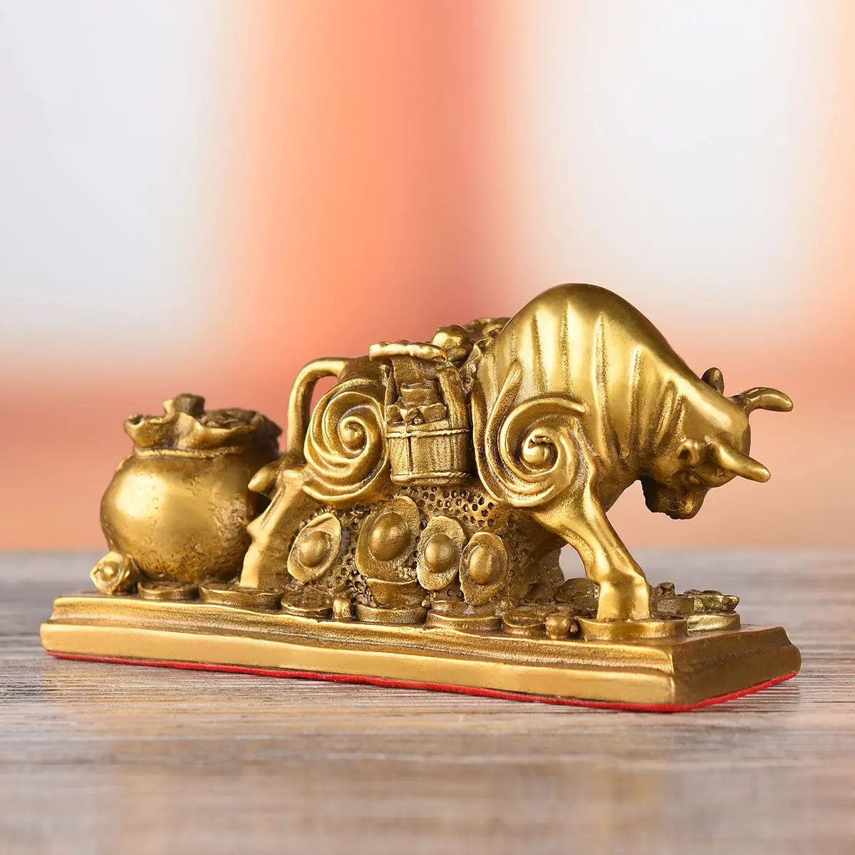 BRASSTAR Brass Feng Shui Bull Statue 13.5cm (5.3in) | Wealth & Success Symbol - view 5