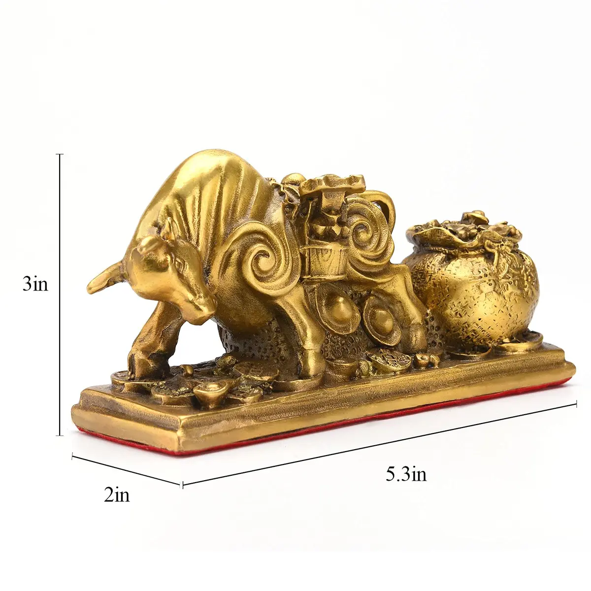 BRASSTAR Brass Feng Shui Bull Statue 13.5cm (5.3in) | Wealth & Success Symbol - view 2