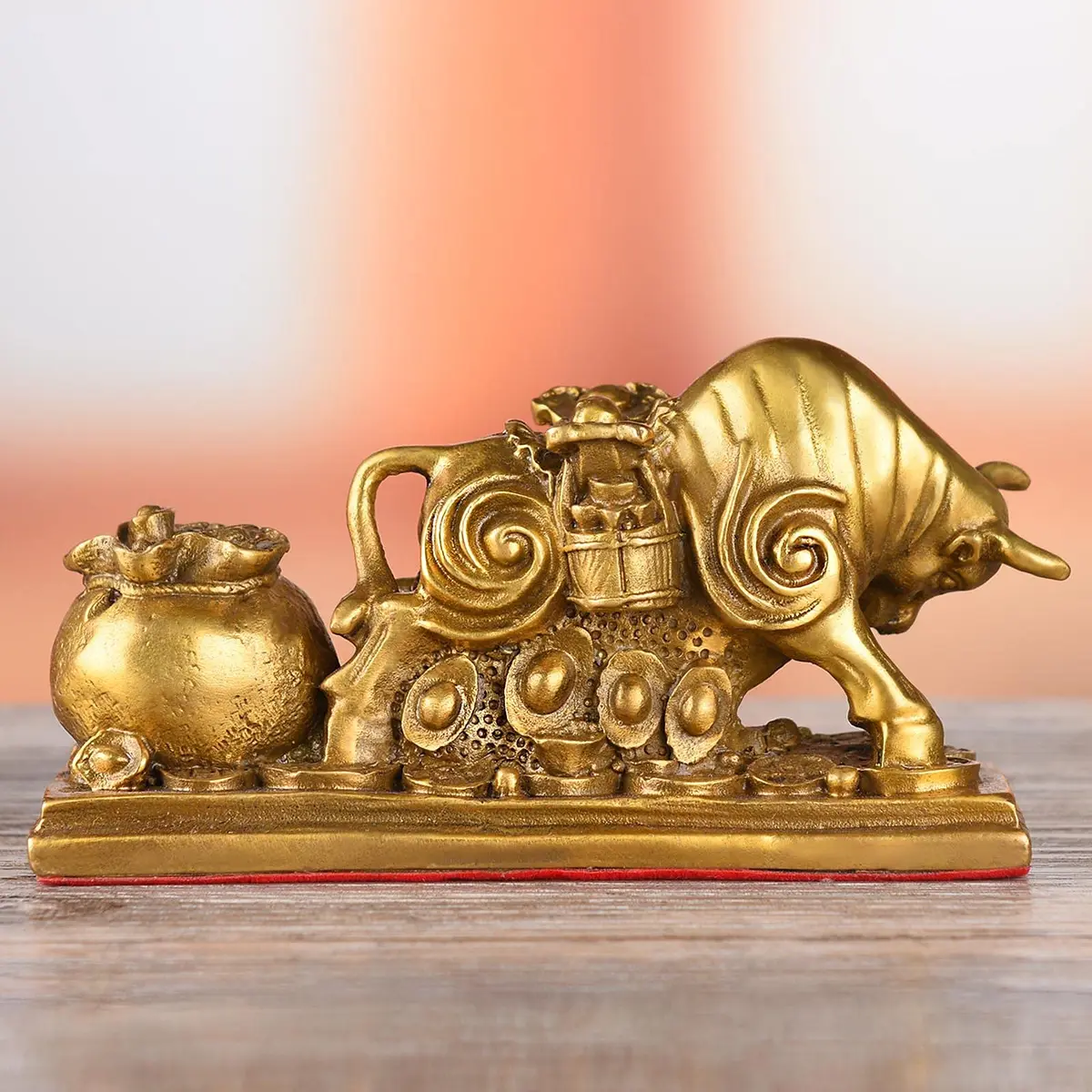 BRASSTAR Brass Feng Shui Bull Statue 13.5cm (5.3in) | Wealth & Success Symbol - view 4