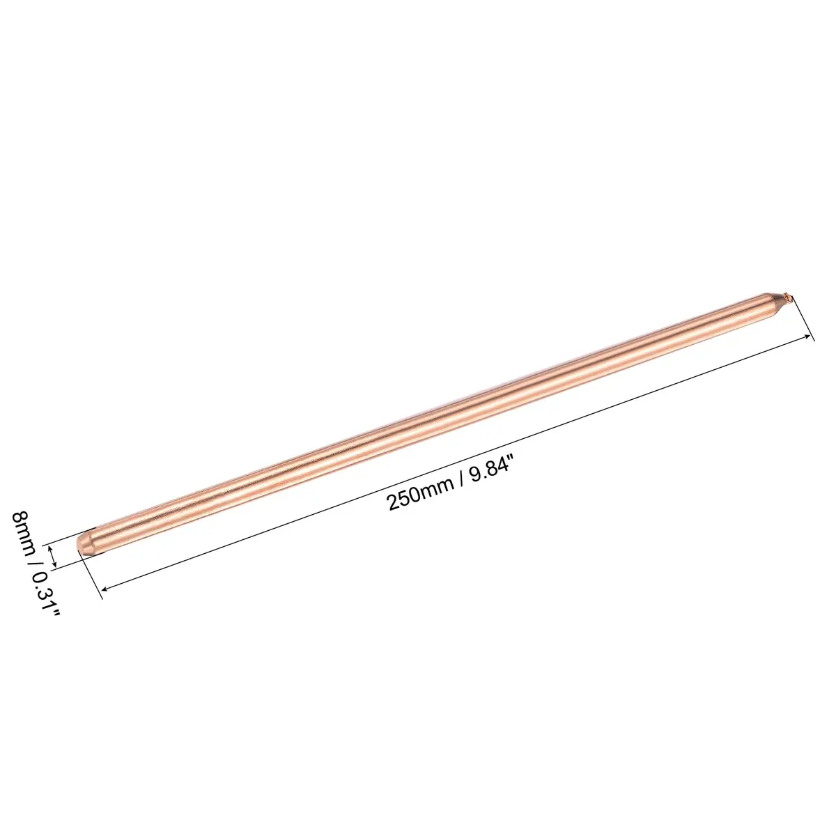 uxcell Copper Round Heat Pipe 8mm x 250mm | Efficient CPU & GPU Cooling - view 2