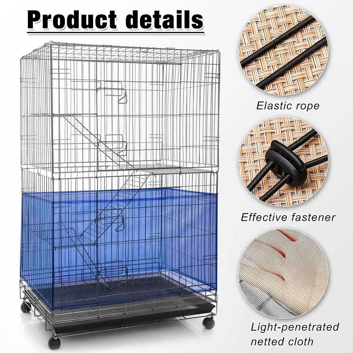 Shappy Bird Cage Seed Catcher Net 300 x 37 cm (118 x 15 Inch) | Breathable Nylon Mesh for Medium/Small Cages - view 5