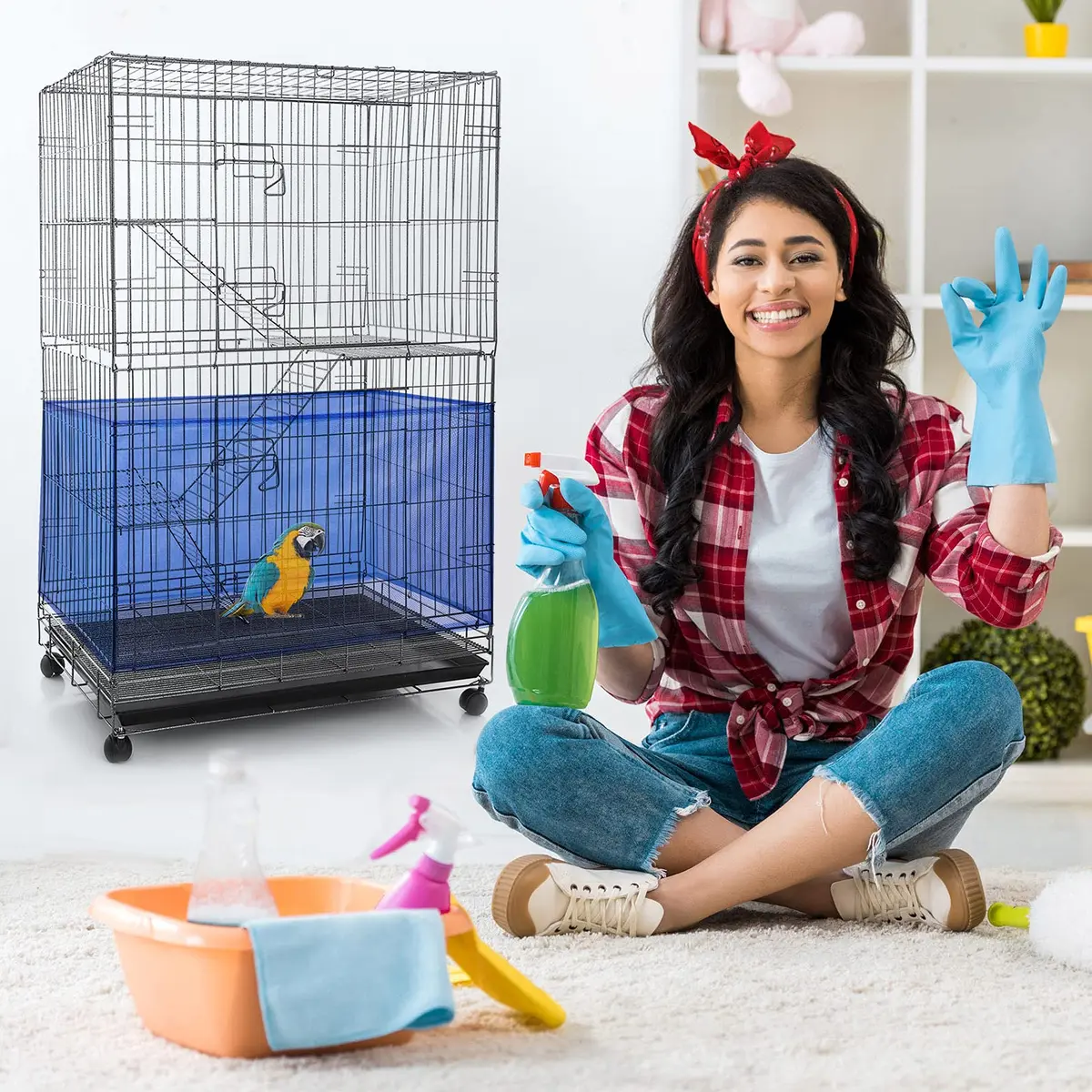 Shappy Bird Cage Seed Catcher Net 300 x 37 cm (118 x 15 Inch) | Breathable Nylon Mesh for Medium/Small Cages - view 6