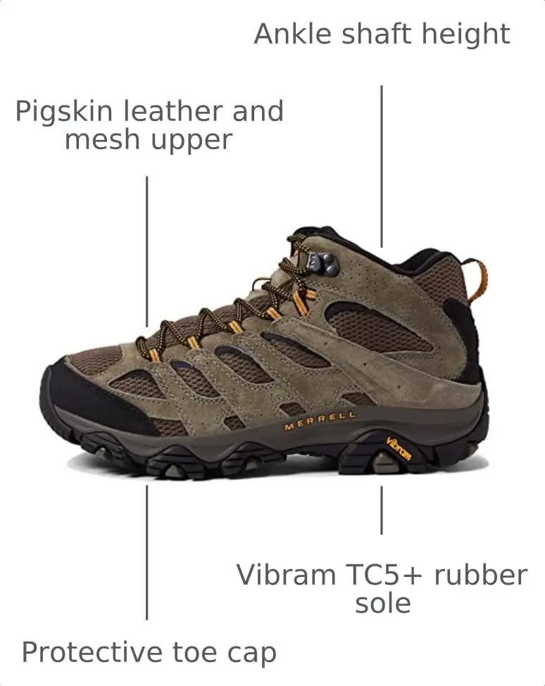 Merrell Men's Moab 3 Mid Hiking Boot, Walnut, Size 10 | Out-of-the-Box Comfort & Durability - view 3