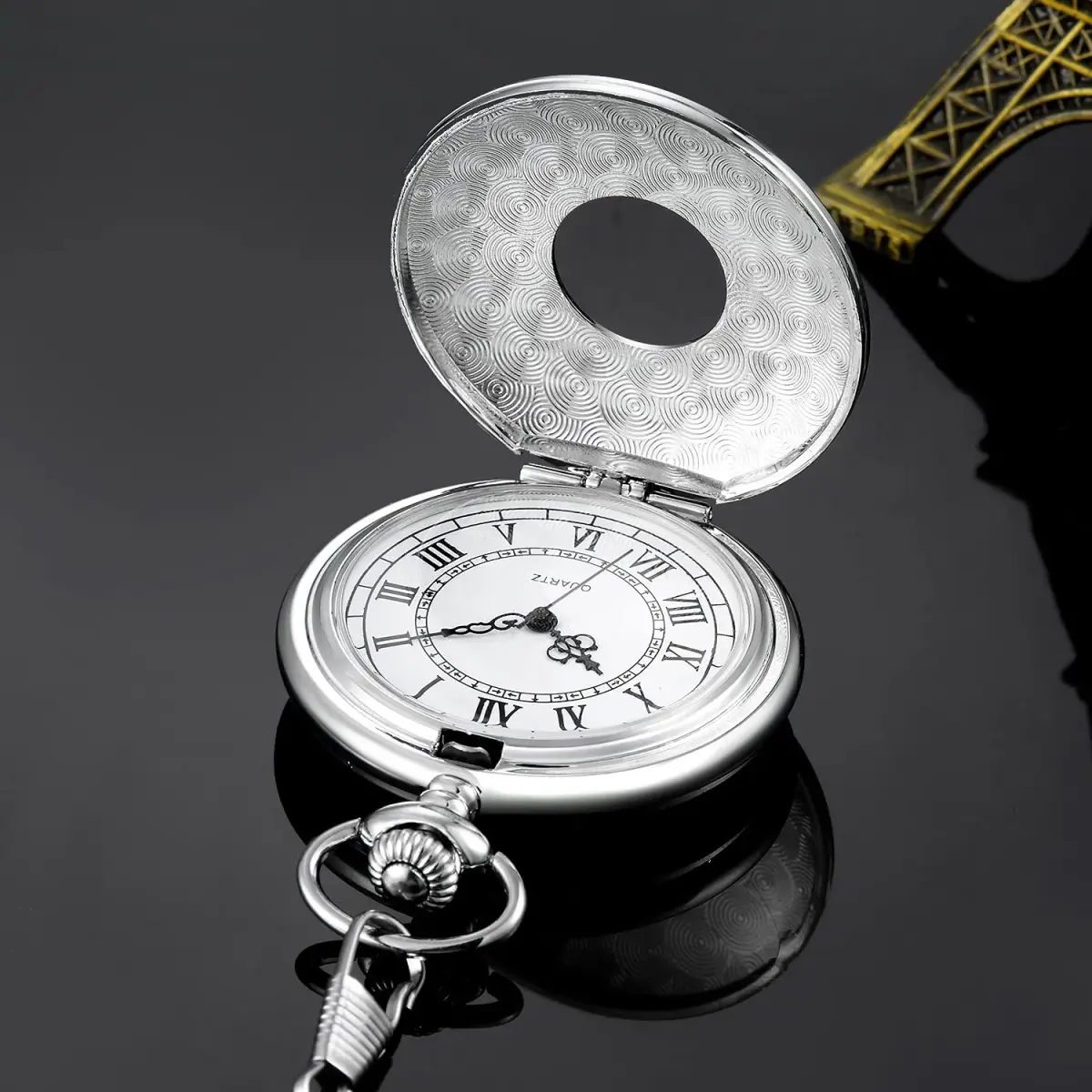 LYMFHCH Vintage Pocket Watch Roman Numerals Scale Quartz Pocket Watch with Chain | 46mm Case - view 4