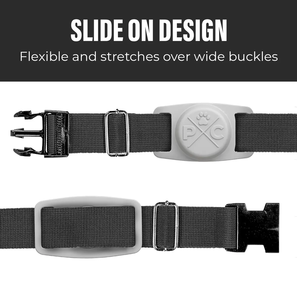 Pup Culture AirTag Dog Collar Holder Grey | Durable Silicone Case for 1-Inch Collars | Securely Tracks Pups - view 4