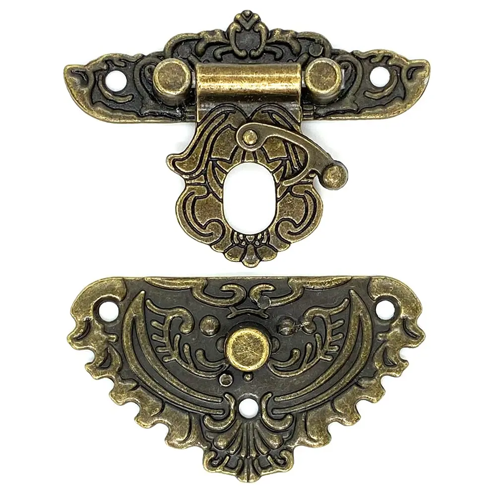 QINIZX Retro Jewelry Box Hardware Set with Hasp Latch, Hinges, and Corner Protectors (Vintage Bronze) - view 5
