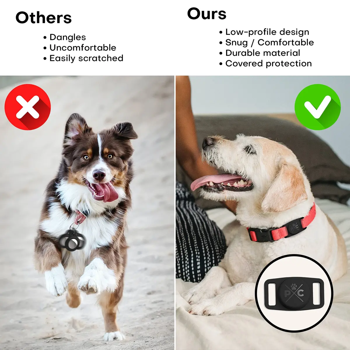 Pup Culture AirTag Dog Collar Holder | Navy Silicone | Fits 1-Inch Collars | Apple AirTag Sold Separately - view 5