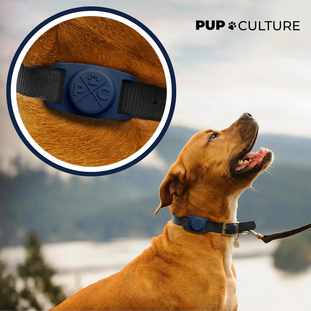 Pup Culture AirTag Dog Collar Holder | Navy Silicone | Fits 1-Inch Collars | Apple AirTag Sold Separately - view 2