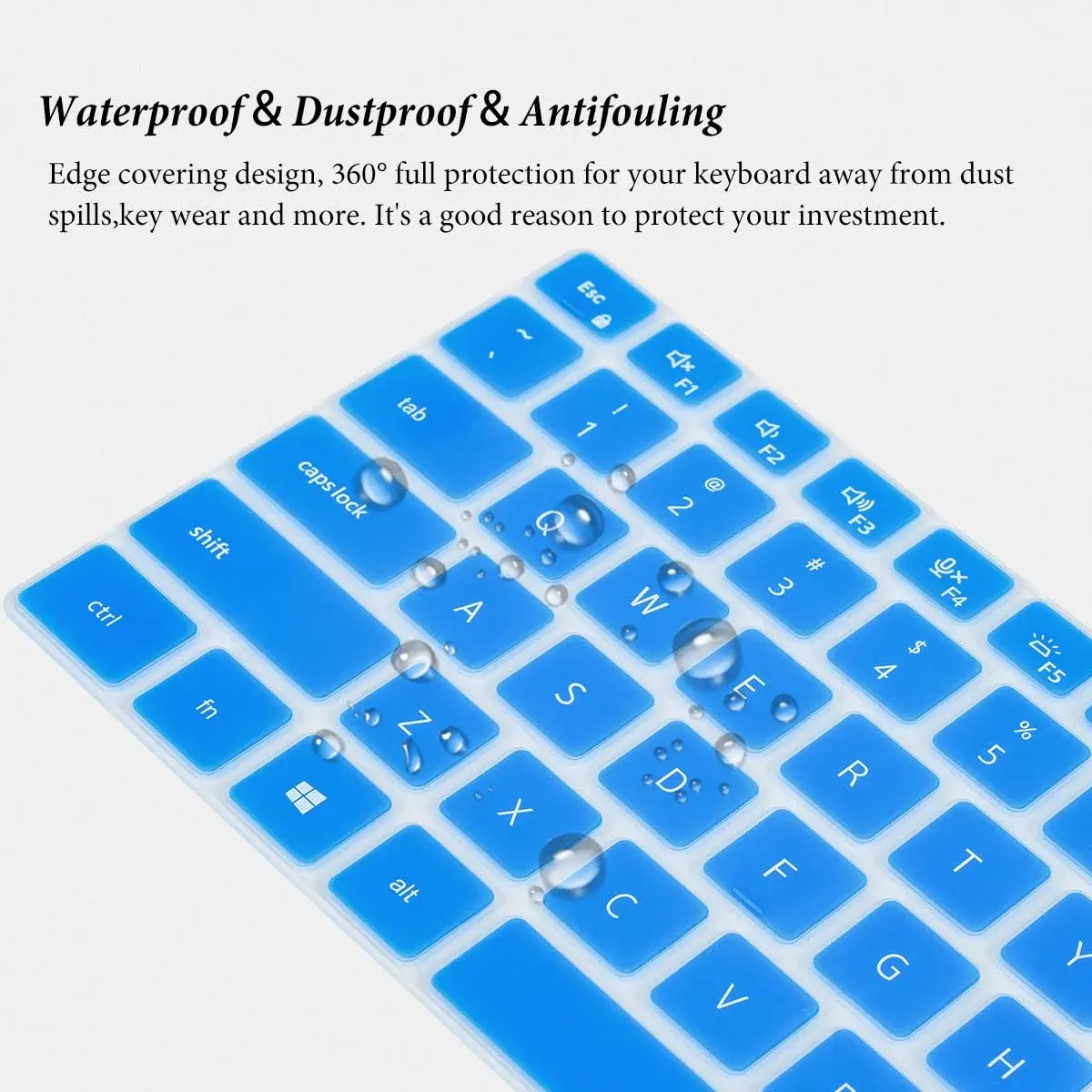 CASEDAO Blue Silicone Keyboard Cover for Dell Latitude 14" & 15.6" Laptops | US Layout - view 6