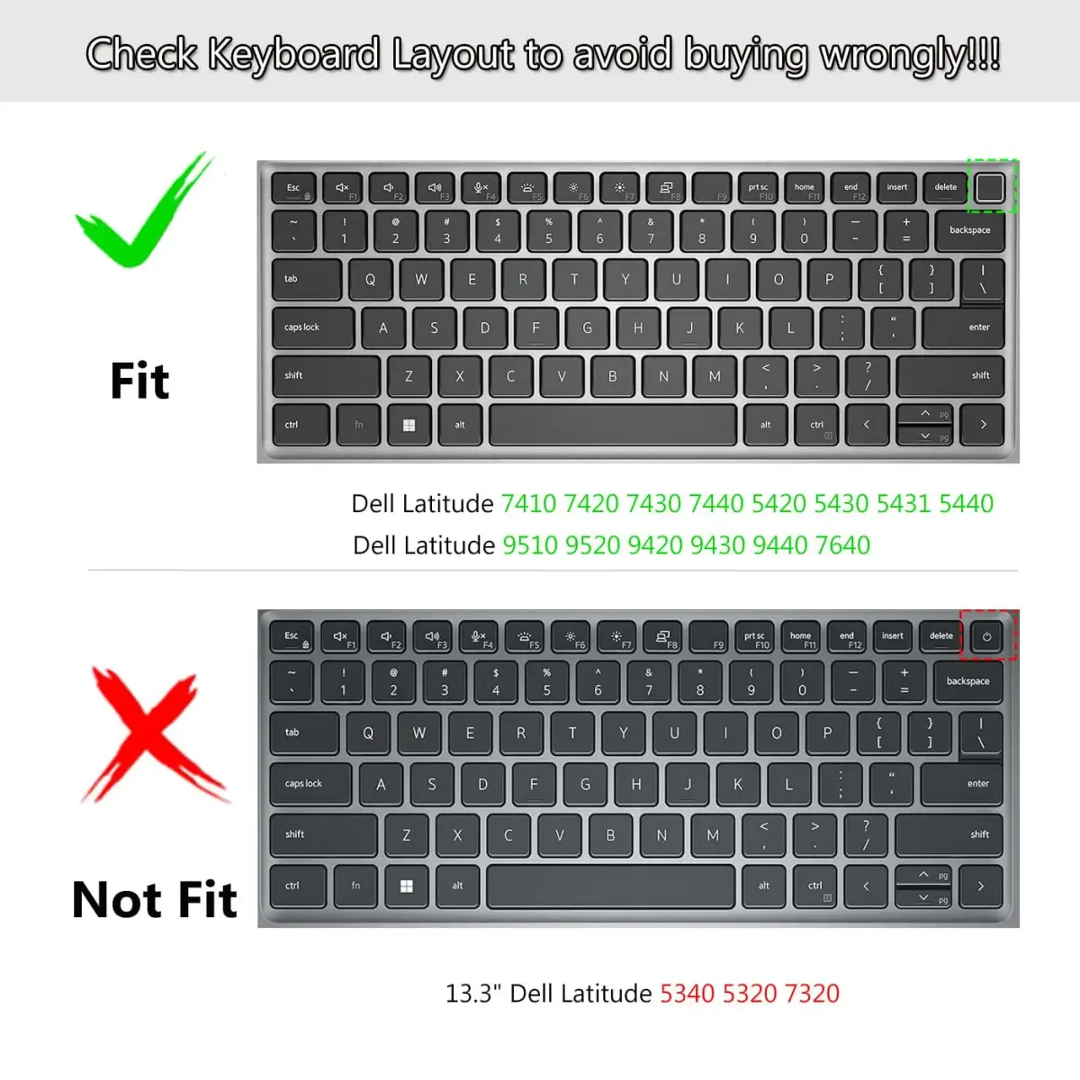 CASEDAO Blue Silicone Keyboard Cover for Dell Latitude 14" & 15.6" Laptops | US Layout - view 2
