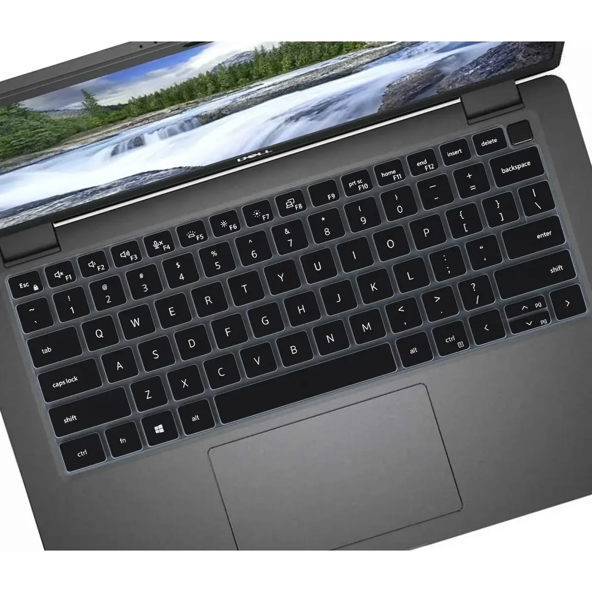 CASEDAO Black Silicone Keyboard Cover Skin for Dell Latitude 14" Laptops | US Layout Protector - main product image