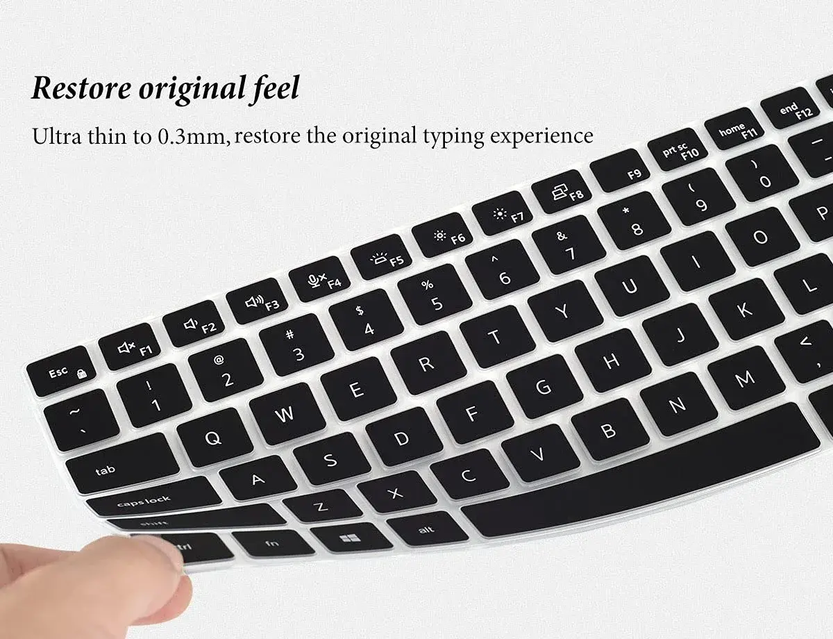 CASEDAO Black Silicone Keyboard Cover Skin for Dell Latitude 14" Laptops | US Layout Protector - view 5
