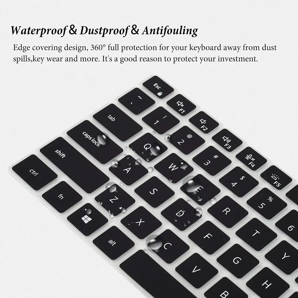 CASEDAO Black Silicone Keyboard Cover Skin for Dell Latitude 14" Laptops | US Layout Protector - view 6