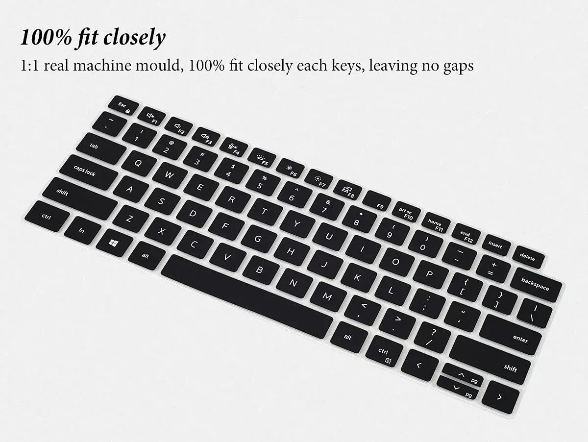CASEDAO Black Silicone Keyboard Cover Skin for Dell Latitude 14" Laptops | US Layout Protector - view 3